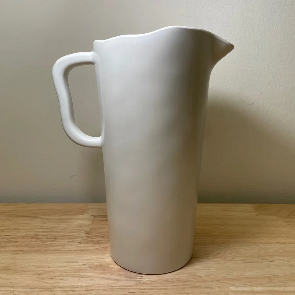 Rae Dunn Sweet Tea Melamine Pitcher White Red Lettering Farmhouse 9 Inch